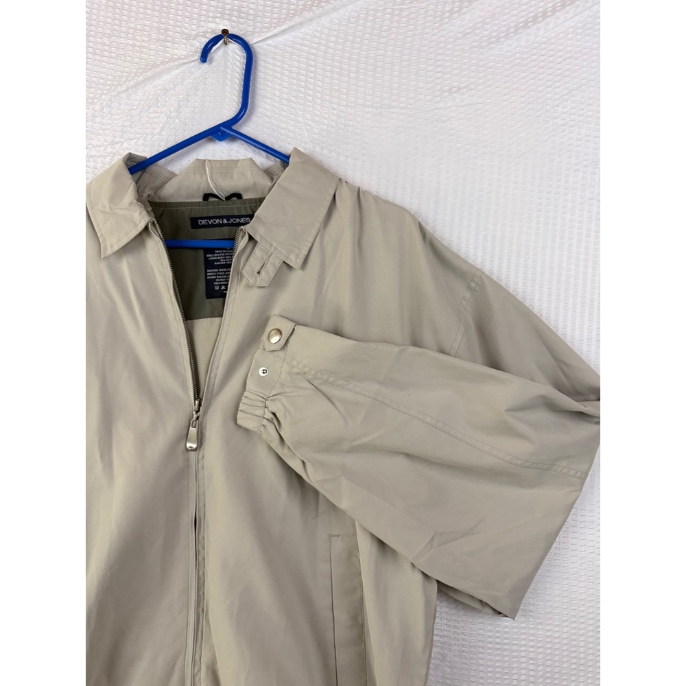 Devon & Jones Mens Large Tan Harrington Jacket Full Zip Alcatel Corporate Logo